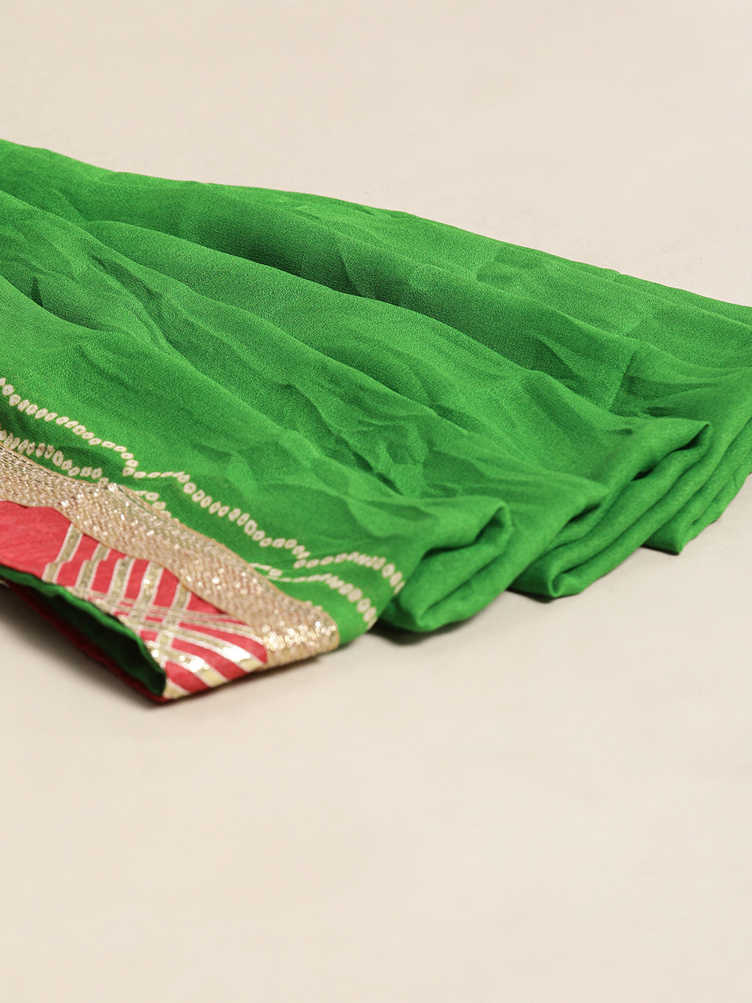 Green Hand Dyed Bandhani Georgette Sustainable Saree