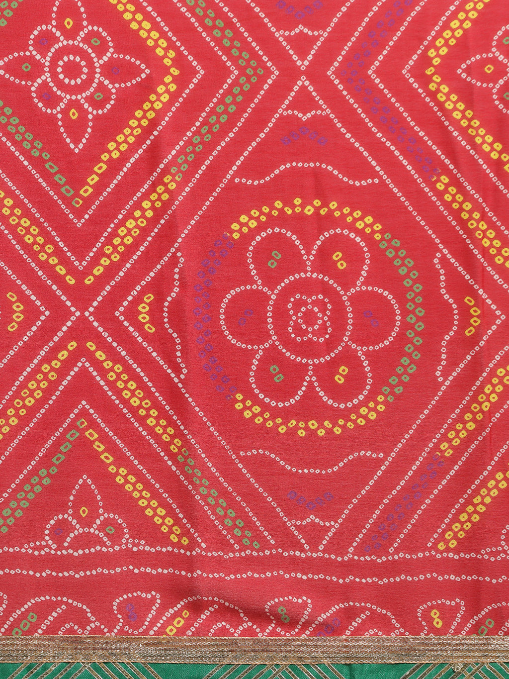 Red Bandhani Handcrafted Gota Work Georgette Saree