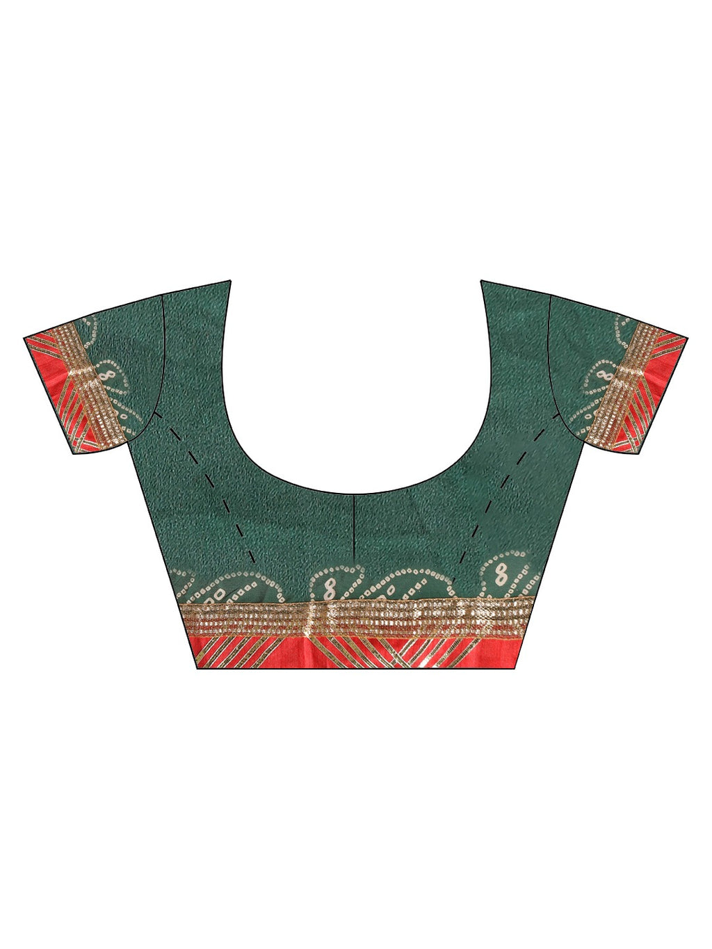 Green Bandhani Printed Handcrafted Gota Work Georgette Saree