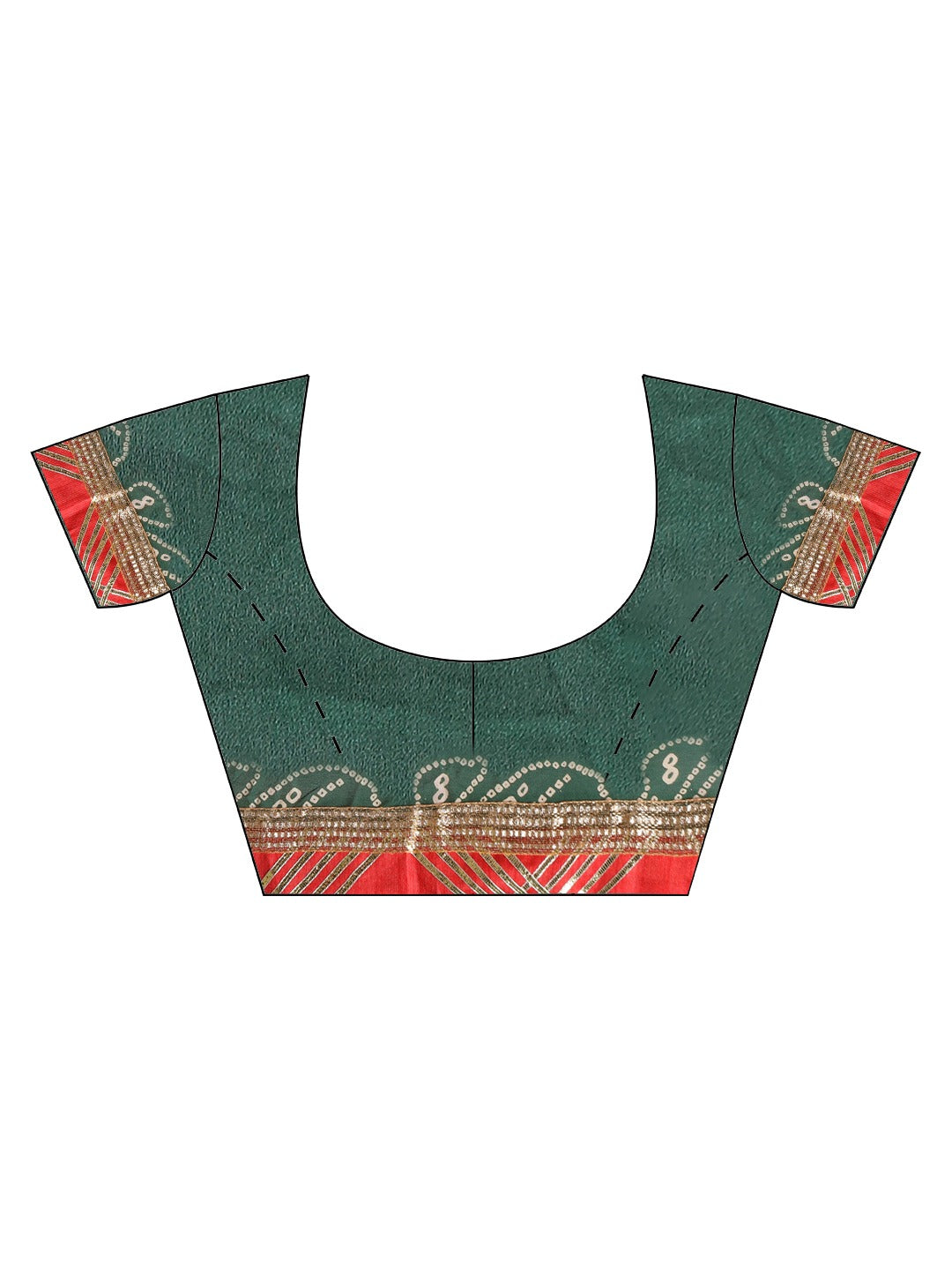 Green Bandhani Printed Handcrafted Gota Work Georgette Saree