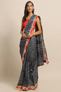 Black Handcrafted Bandhani Art Silk Saree