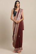 Maroon Hand Dyed Leheriya Gota Patti Work Georgette Saree