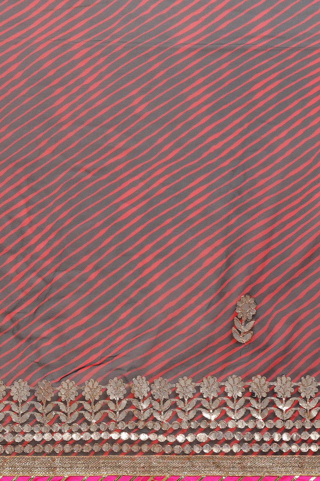 Maroon Hand Dyed Leheriya Gota Patti Work Georgette Saree