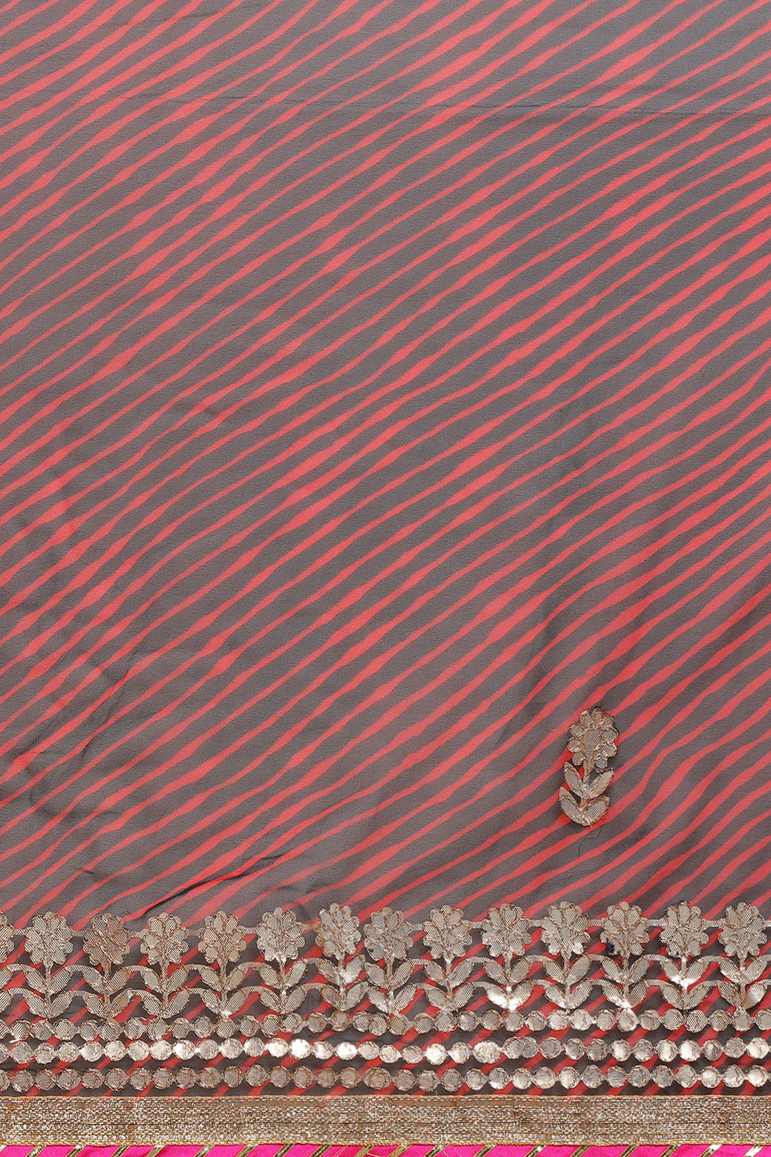 Maroon Hand Dyed Leheriya Gota Patti Work Georgette Saree