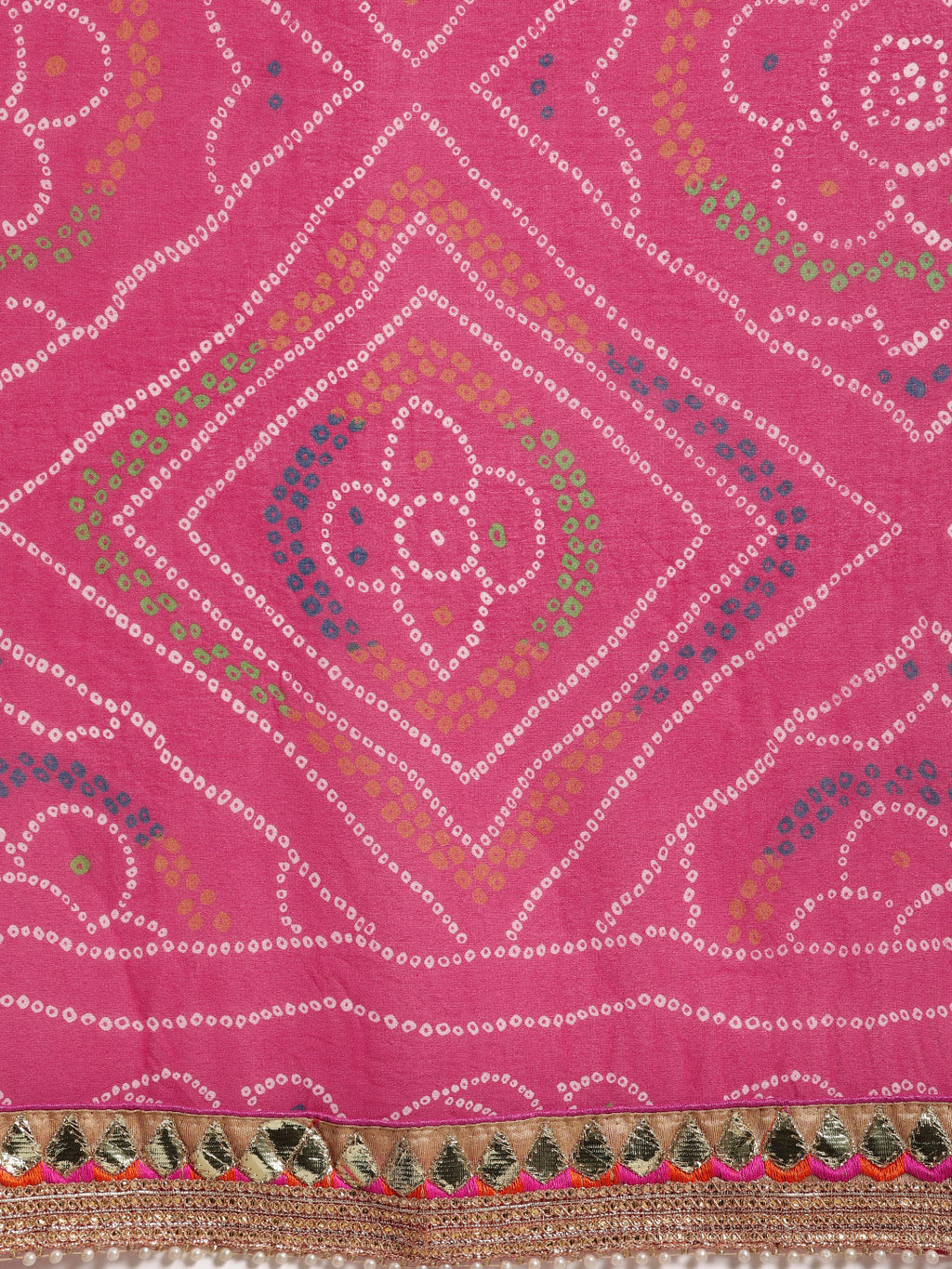 Pink Bandhani Gota Work Georgette Saree