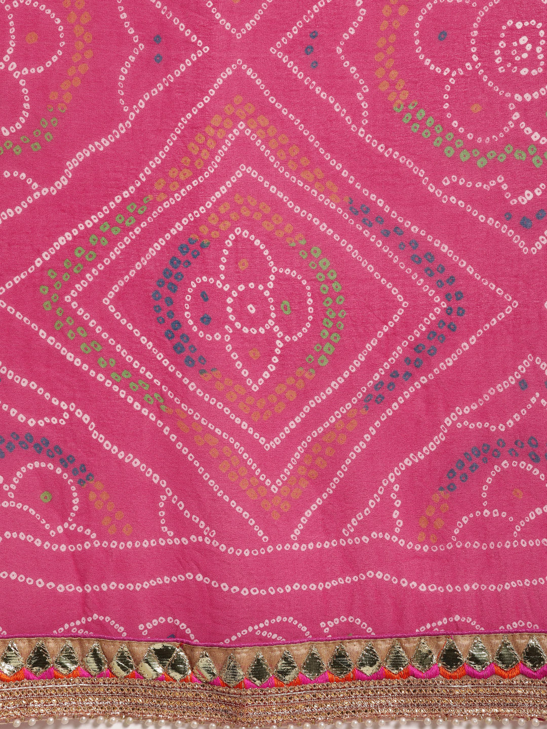 Pink Bandhani Gota Work Georgette Saree
