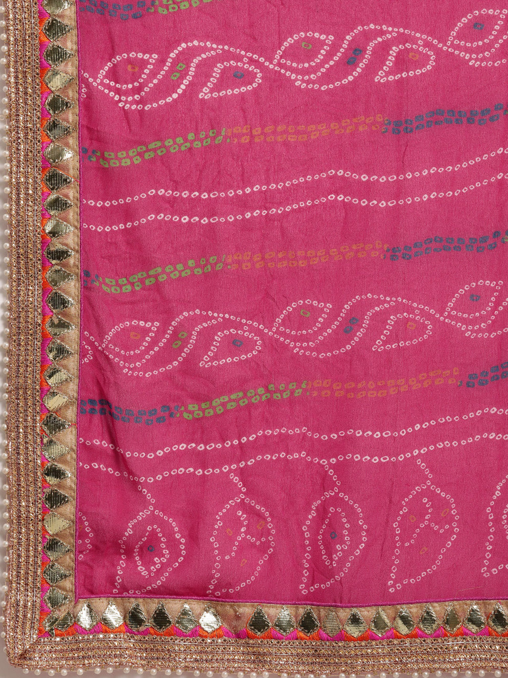 Pink Bandhani Gota Work Georgette Saree