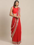 Red Bandhani Gota Patti Work Georgette Saree