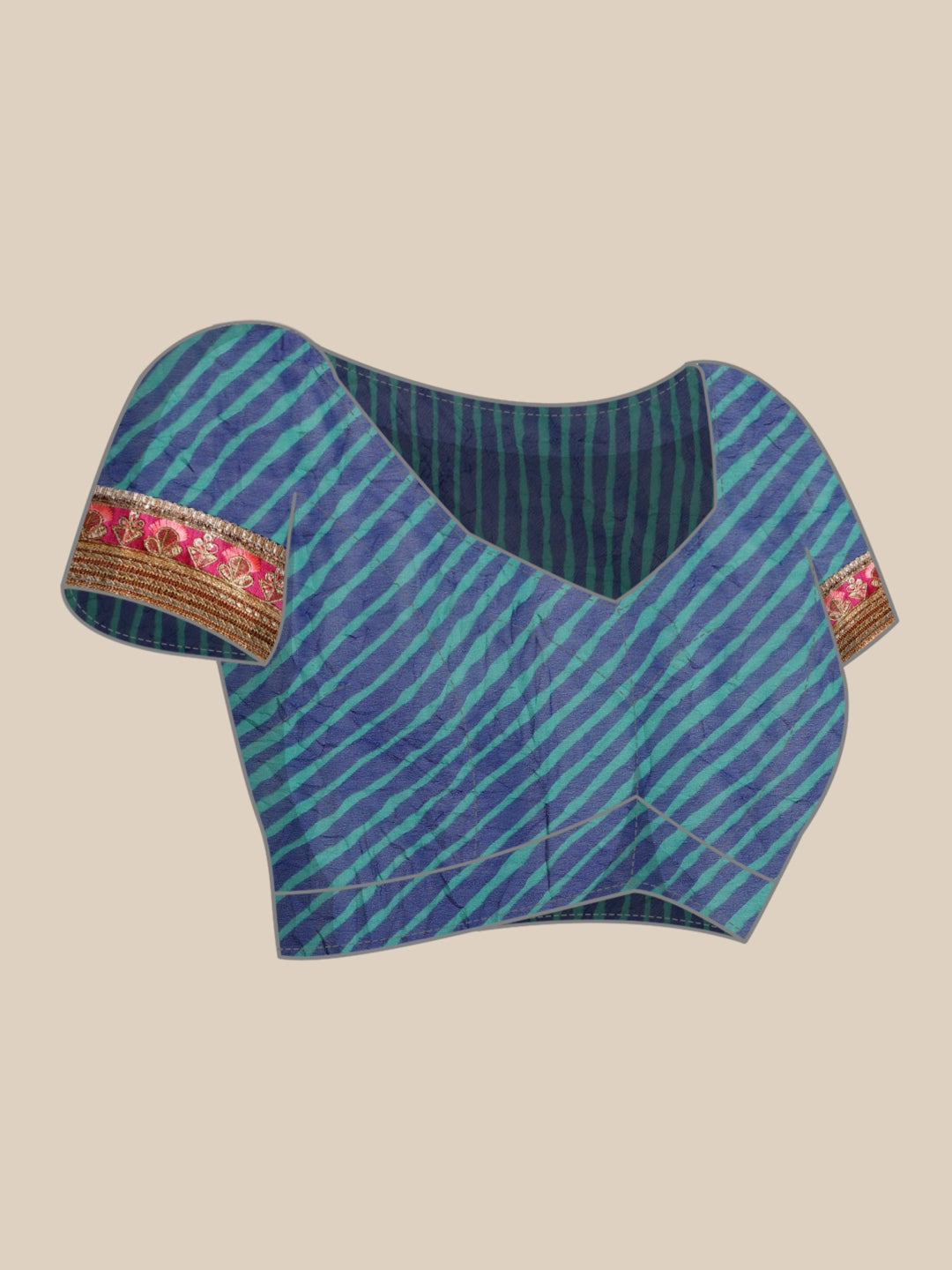 Blue Hand Dyed Leheriya Handcrafted Gota Work Georgette Saree