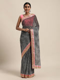 Black Hand Dyed Leheriya Handcrafted Gota Work Georgette Saree