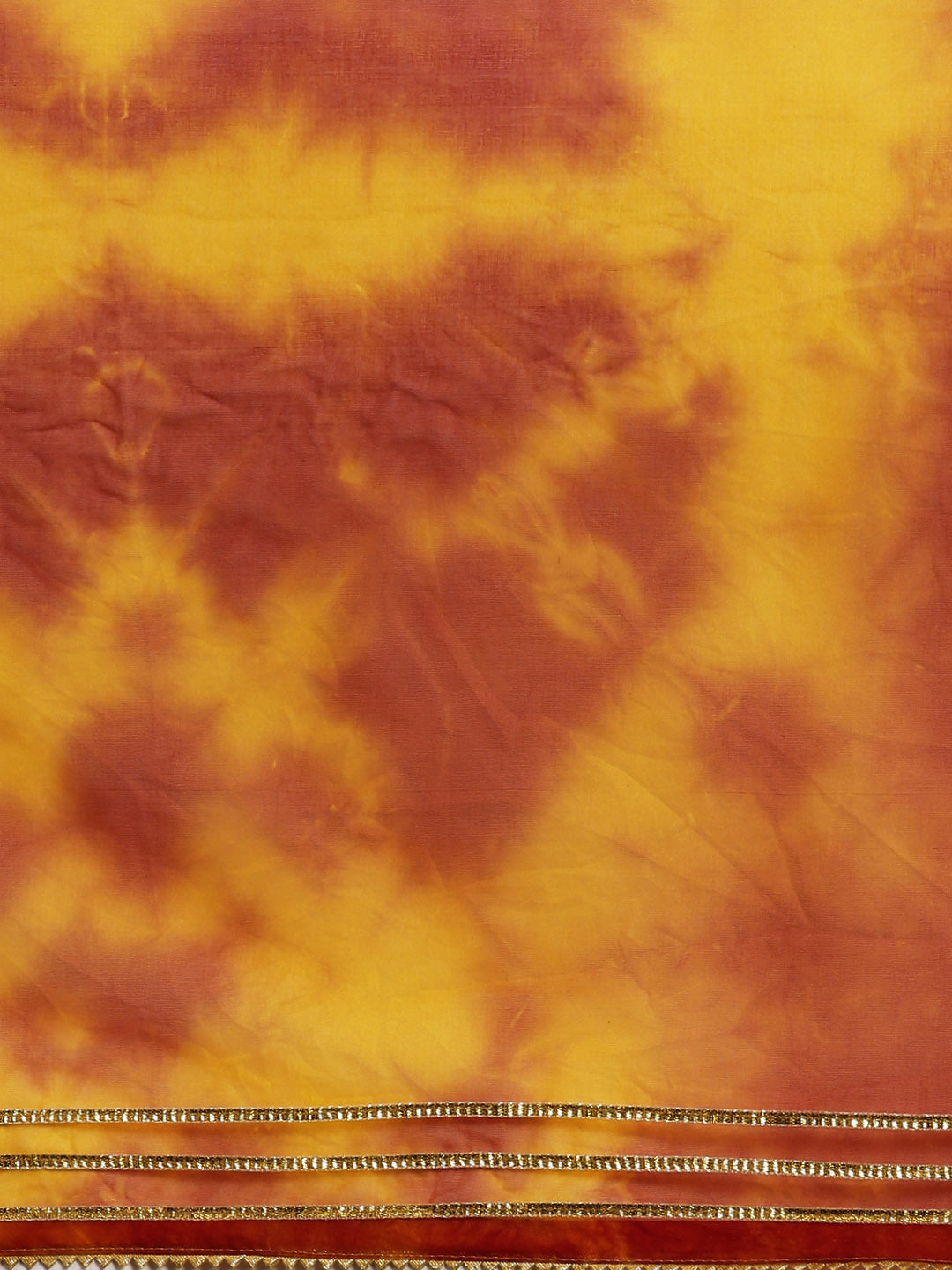 Yellow Hand Dyed Shibori Lace Border Organza Saree