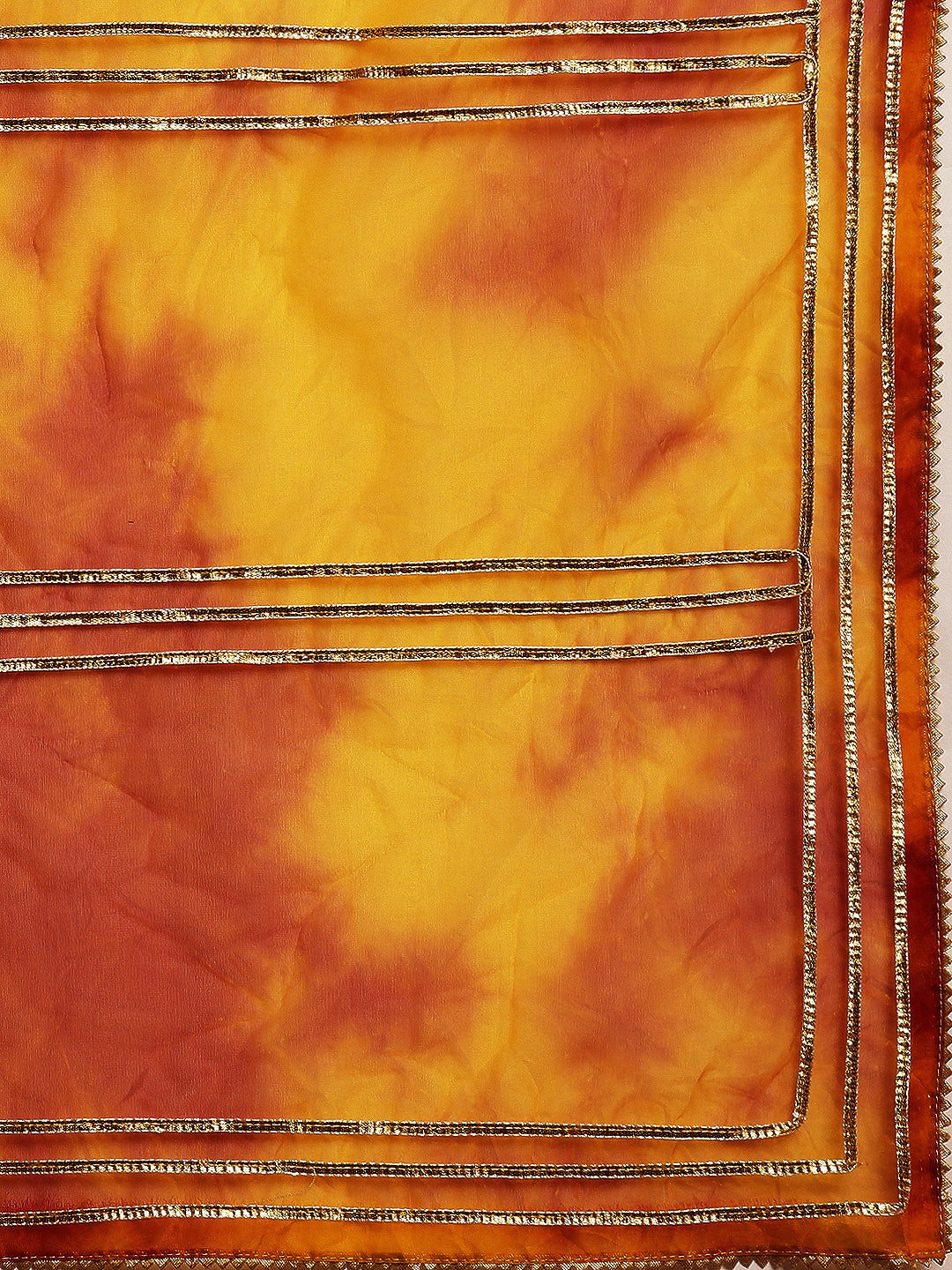 Yellow Hand Dyed Shibori Lace Border Organza Saree