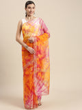 Yellow Shibori Lace Border Organza Saree