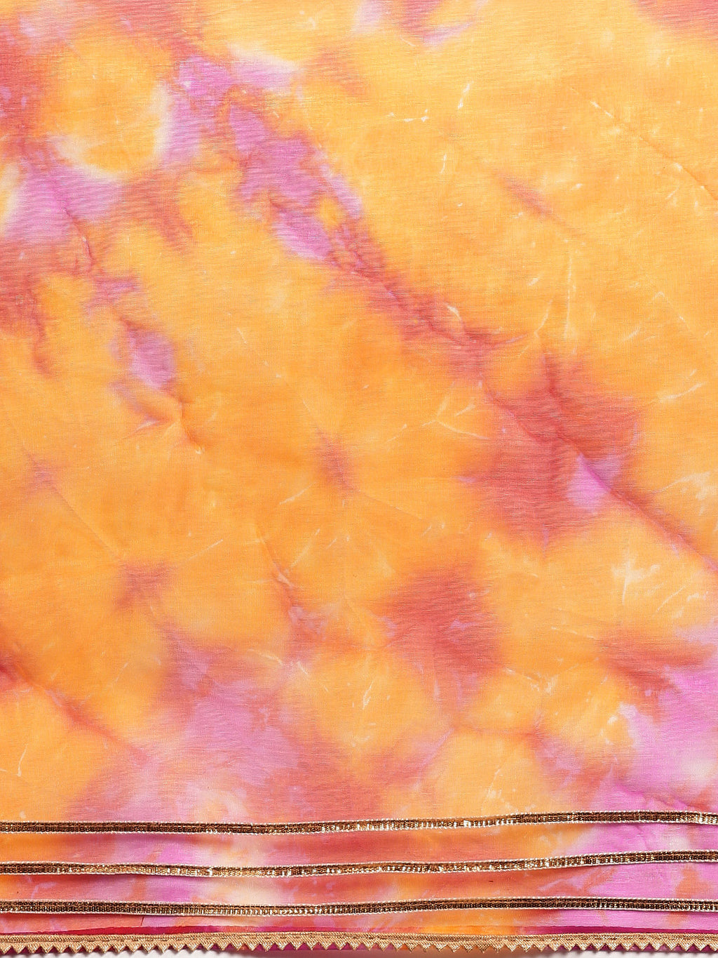 Yellow Shibori Lace Border Organza Saree
