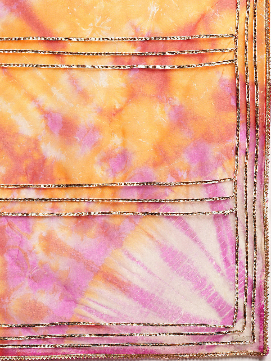 Yellow Shibori Lace Border Organza Saree