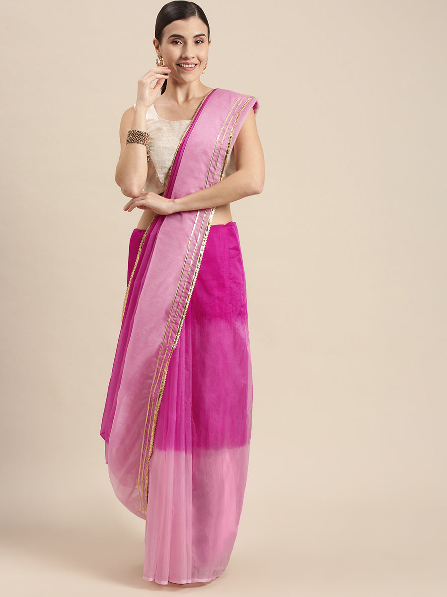 Pink Ombre Organza Saree