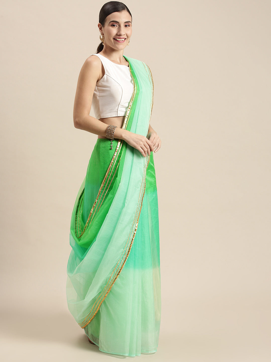 Green Ombre Organza Saree