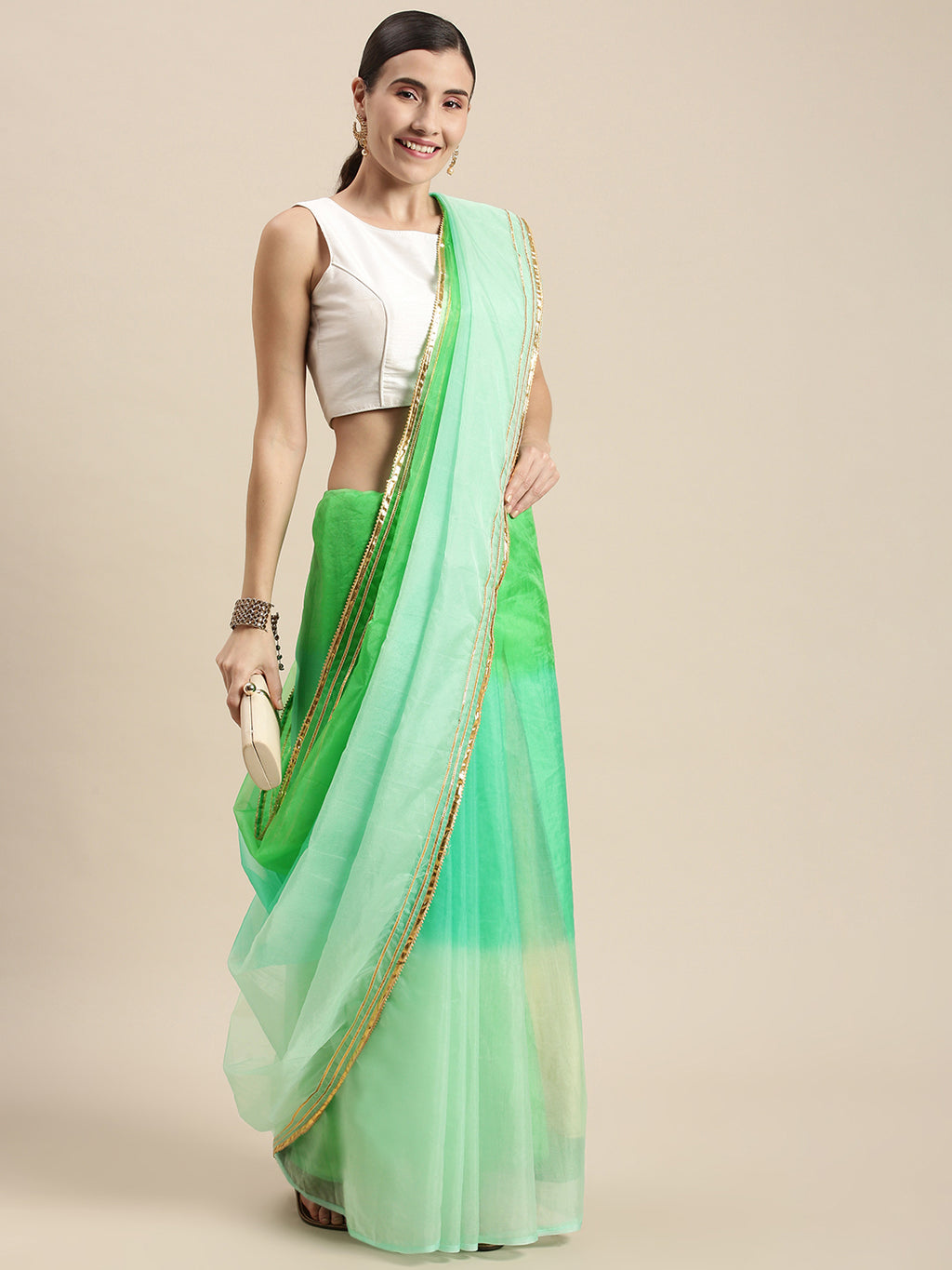 Green Ombre Organza Saree