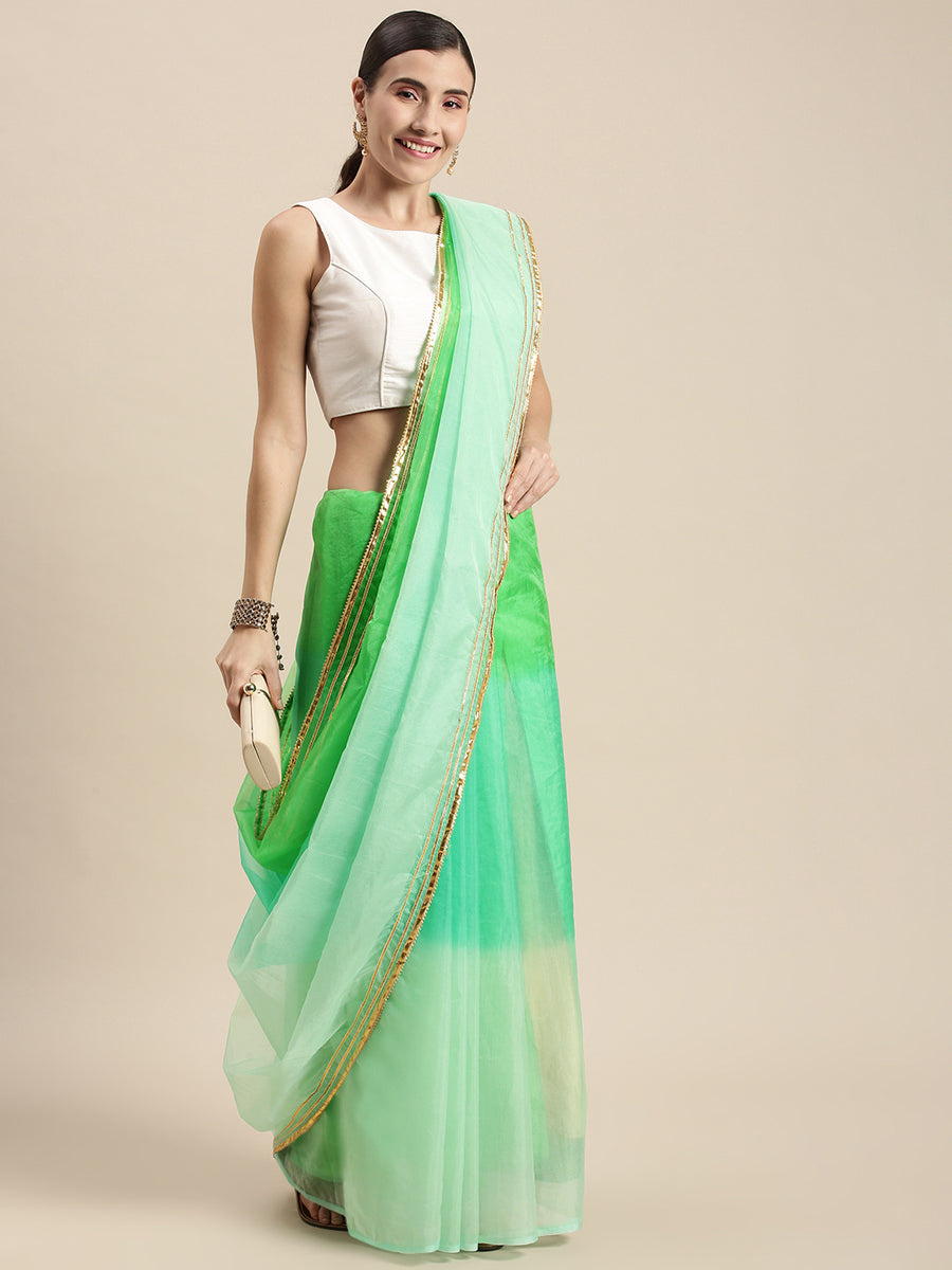 Green Ombre Organza Saree