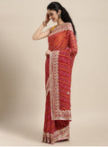 Red Bandhani Gota Patti Work Georgette Saree