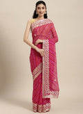 Magenta Pink Bandhani Gota Patti Work Georgette Saree