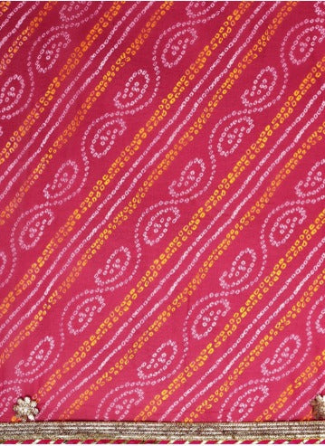 Magenta Pink Bandhani Gota Patti Work Georgette Saree