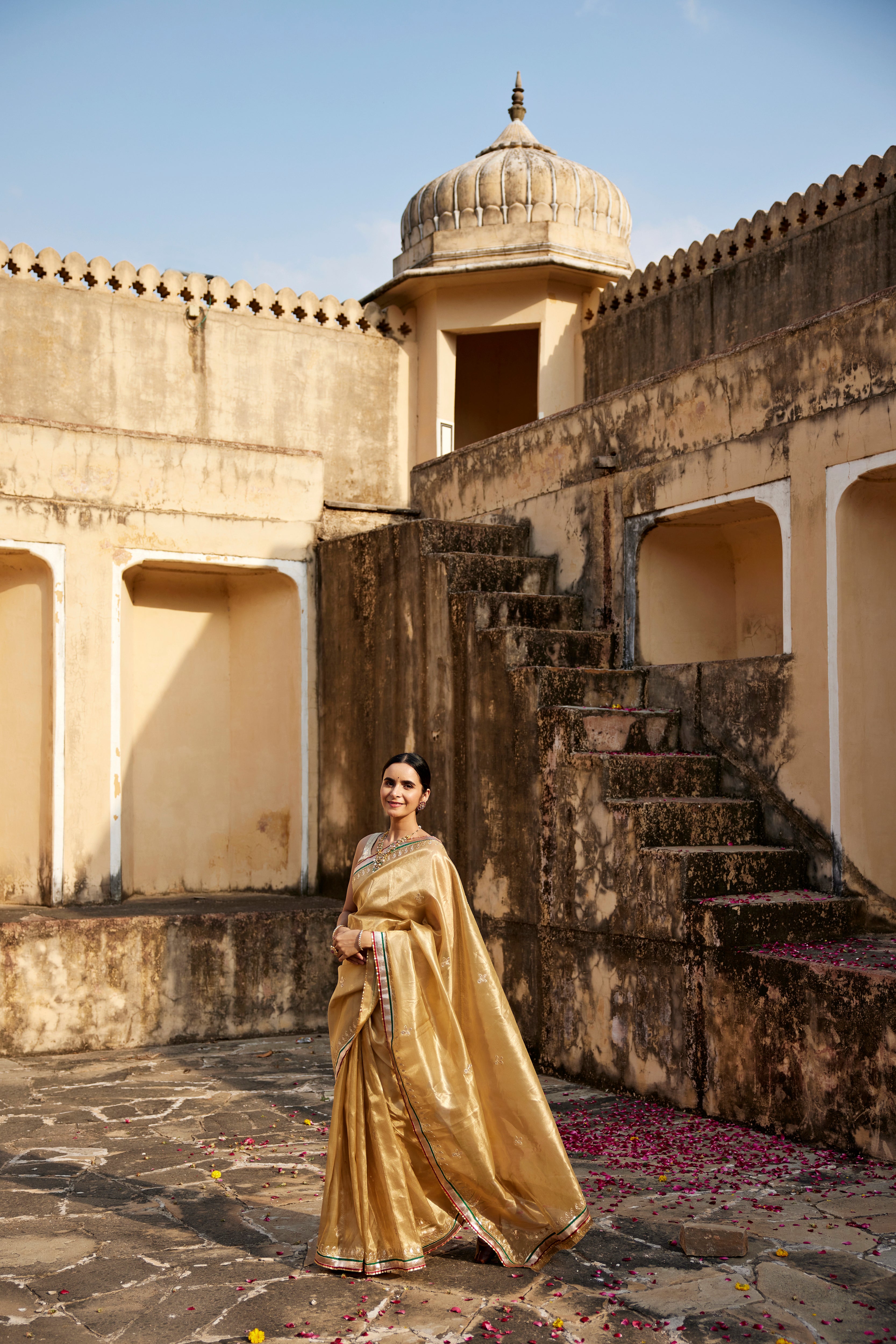 Gold Banarasi Tissue Handcrafted Gota Patti Saree