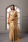 Beige Banarasi Tissue Handcrafted Gota Patti Saree