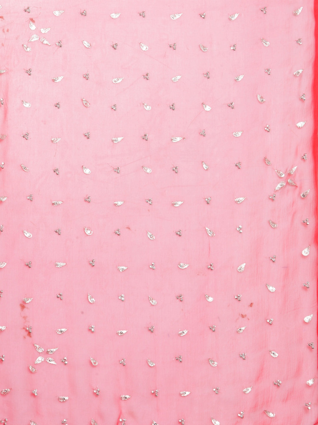 Hand Embroidered Red Sequines Work Chiffon Sustainable Saree