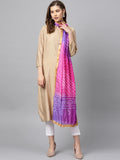 Multicolor Handcrafted Bandhani Art Silk Stole
