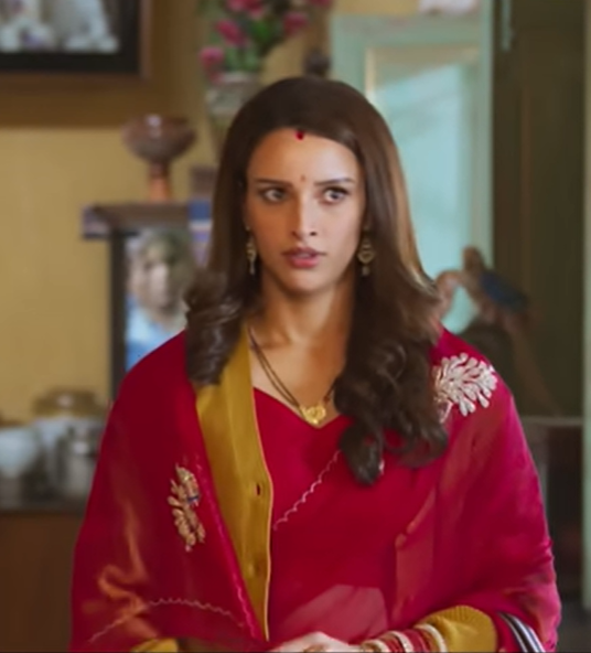 Tripti Dimri Fushia pink Hand embroidered Aari-tube Chiffon saree