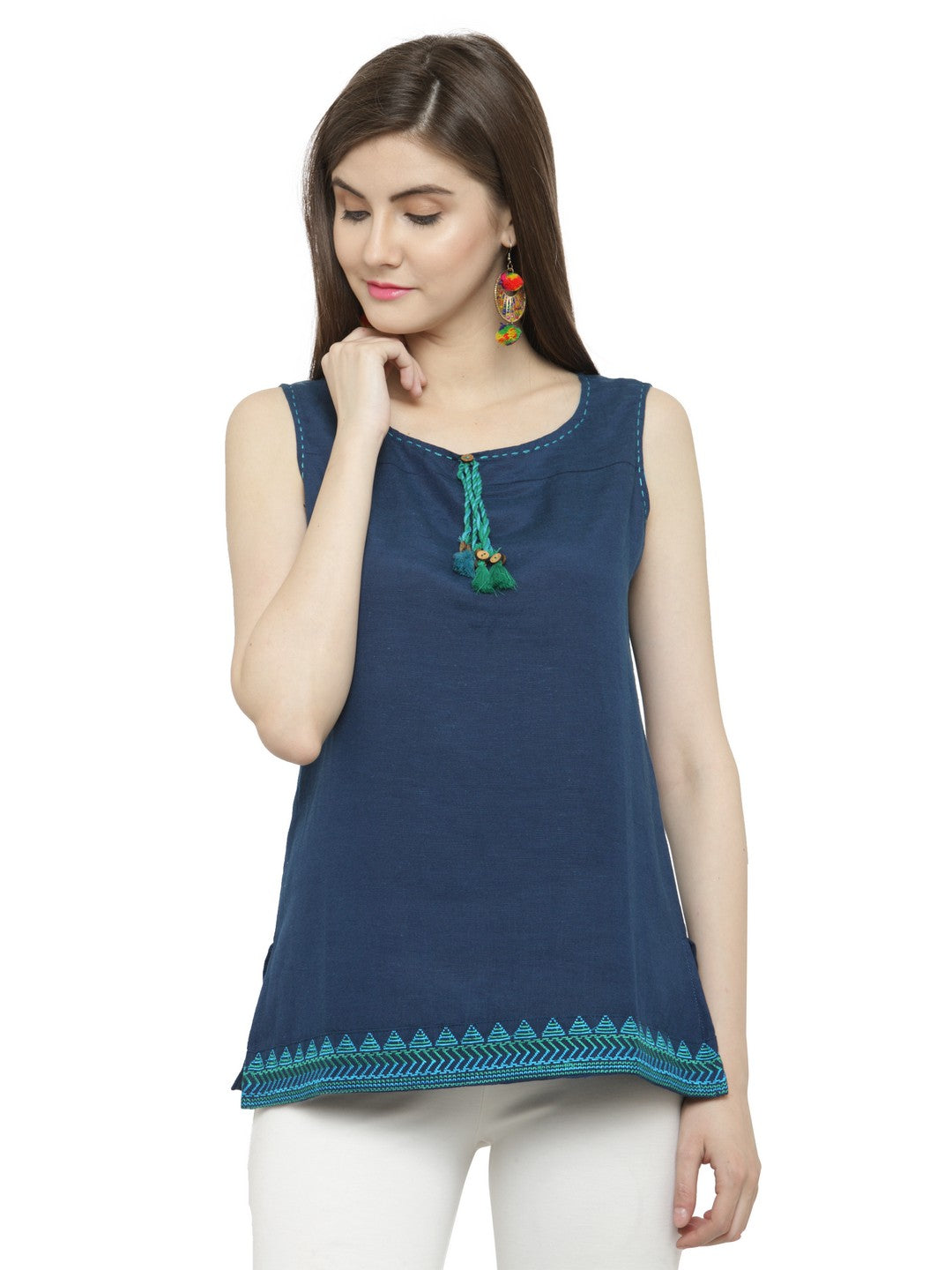 Navy Blue Short Cotton Tunic