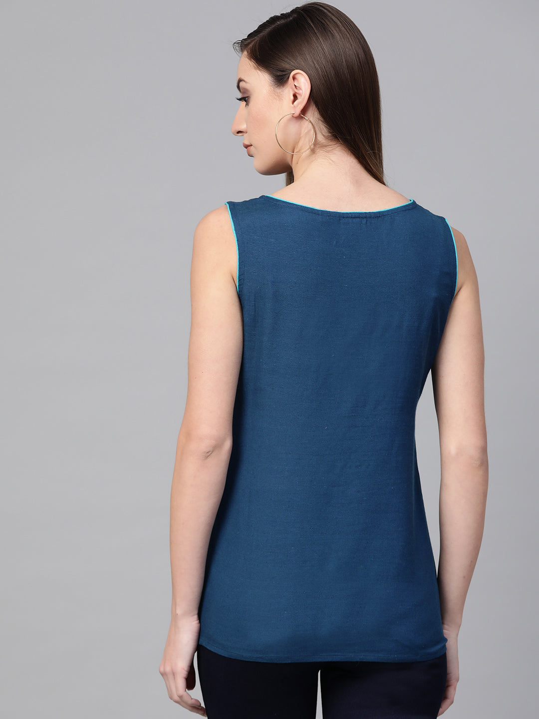 Navy Blue Woven Short Cotton Tunic
