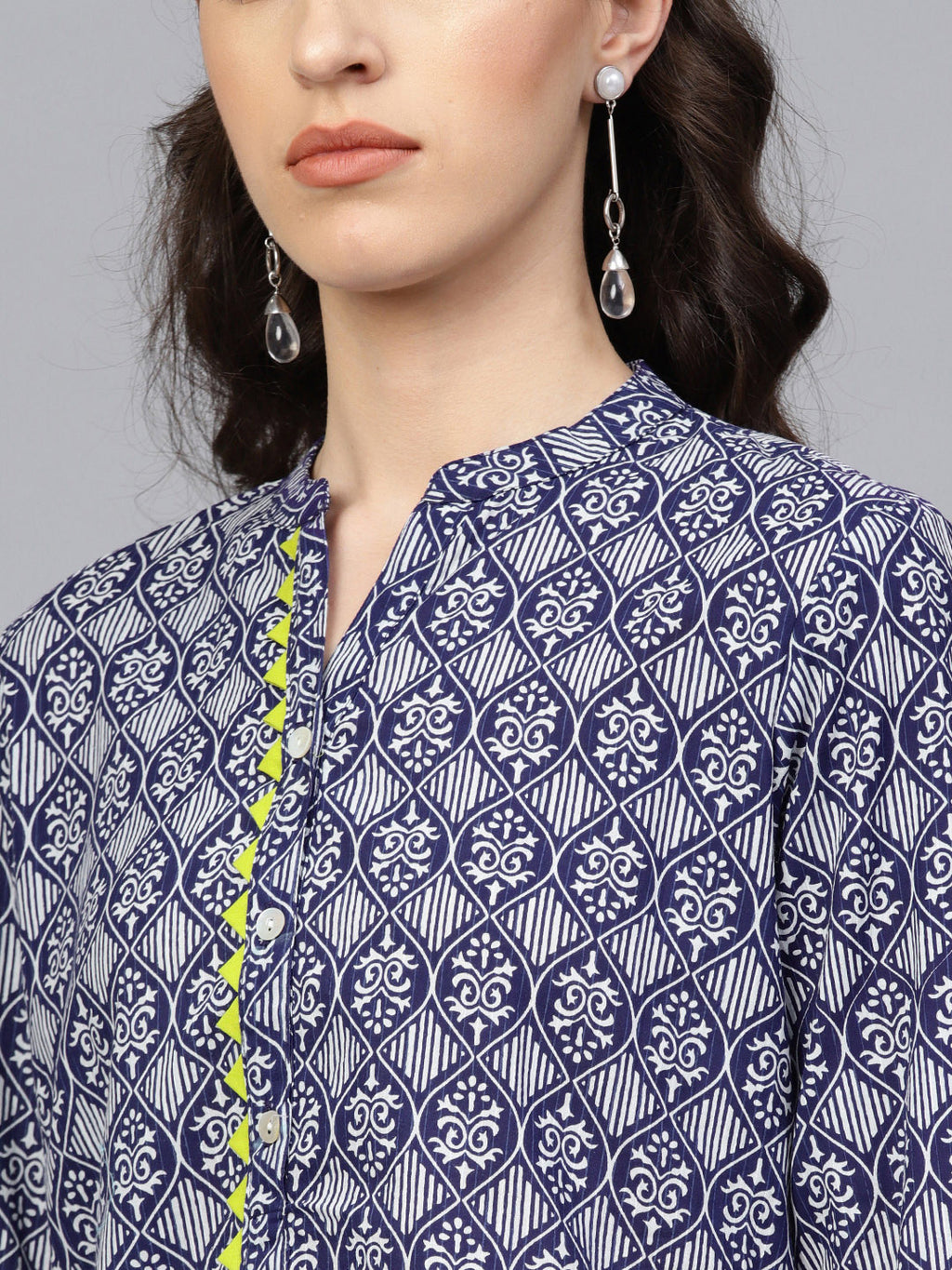 Blue Hand Block Printed Short Cotton Tunic