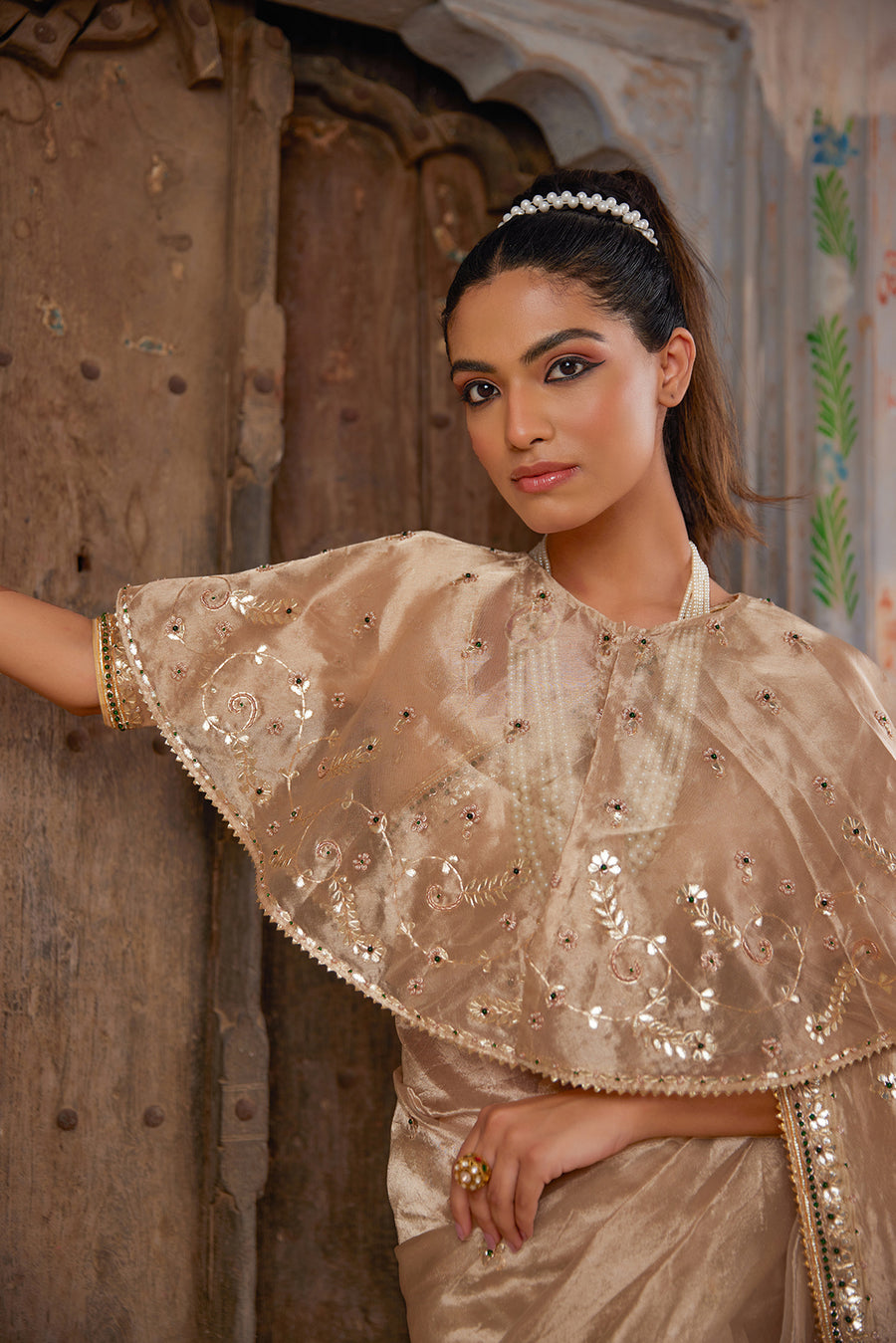 Golden Handcrafted Gota Patti Cape Top