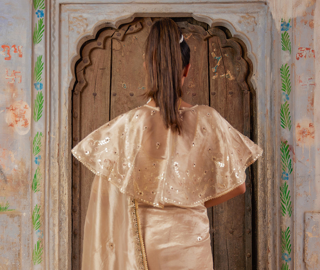 Golden Handcrafted Gota Patti Cape Top