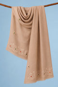Beige Hand Embroidered Gota Patti-Zardosi Woolen Shawl
