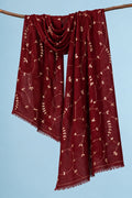 Maroon Hand Embroidered Gota Patti Woolen Shawl
