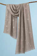 Grey Hand Embroidered Gota Patti Woolen Shawl