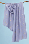 Powder Blue Hand Embroidered Gota Patti Woolen Shawl