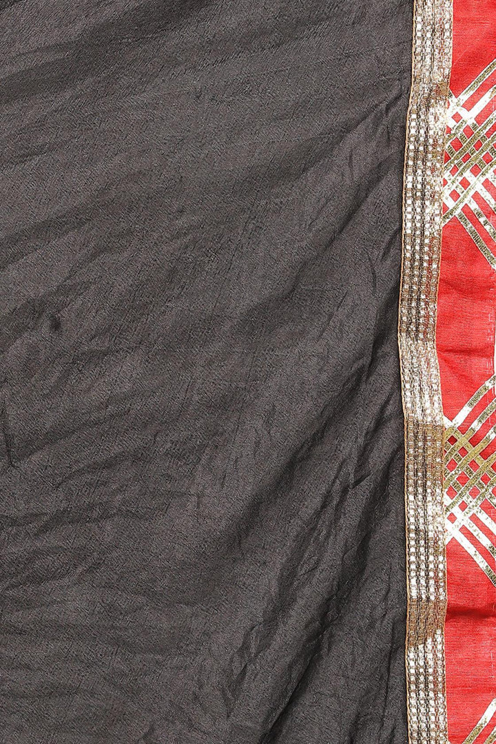 Black Handcrafted Bandhani Art Silk Saree - Geroo Jaipur