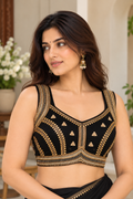 Black Golden Zari Hand Embroidered Designer Blouse