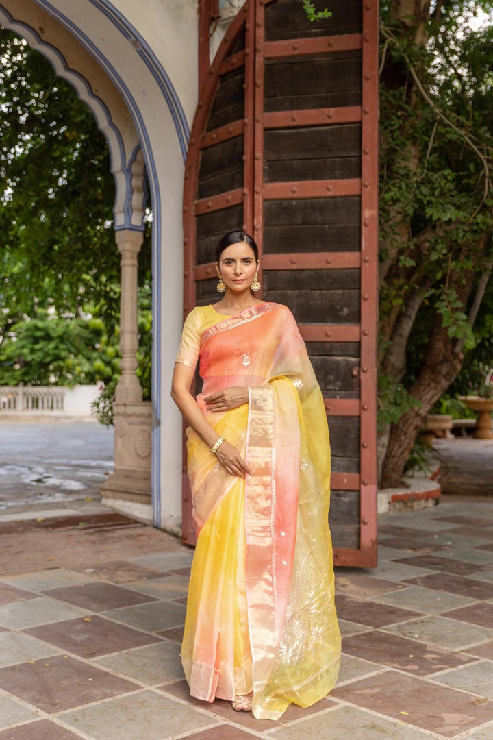 Multi-Color Handcrafted Pure Kota Silk Saree - Geroo Jaipur