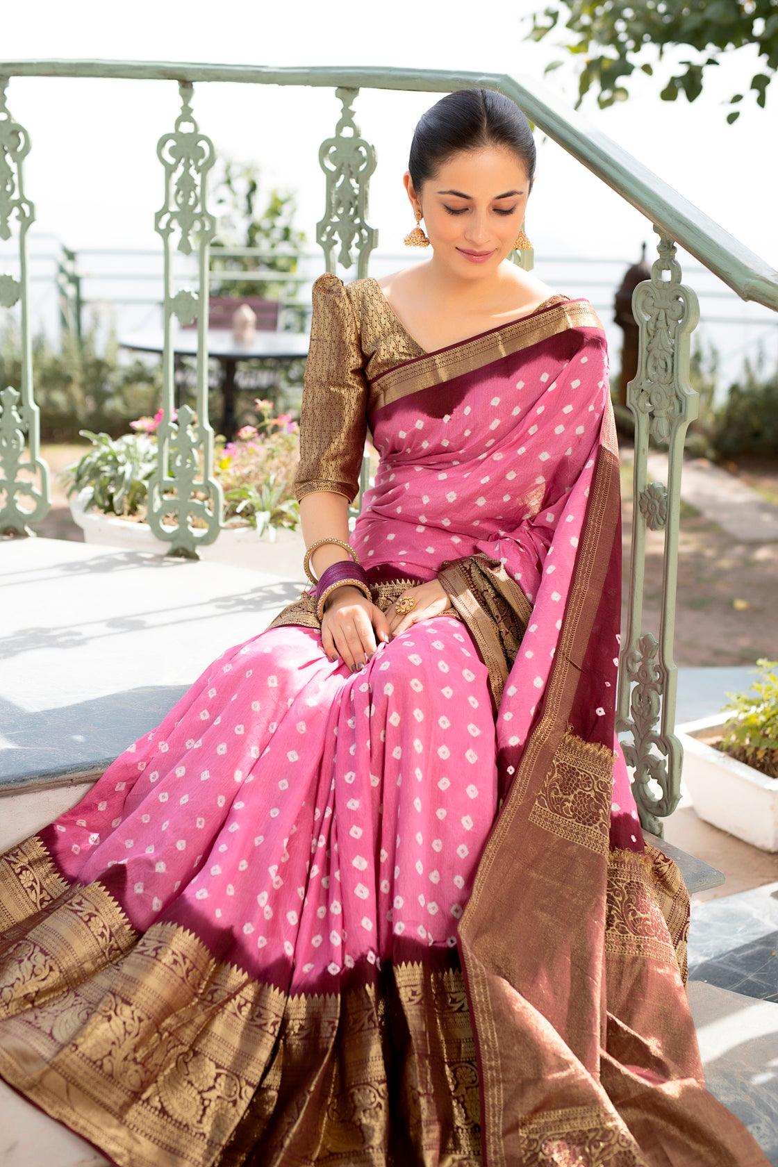 1 Pink Blouse And 7 New Saree Looks | Gold blouse designs, Bridal blouse  designs, Saree