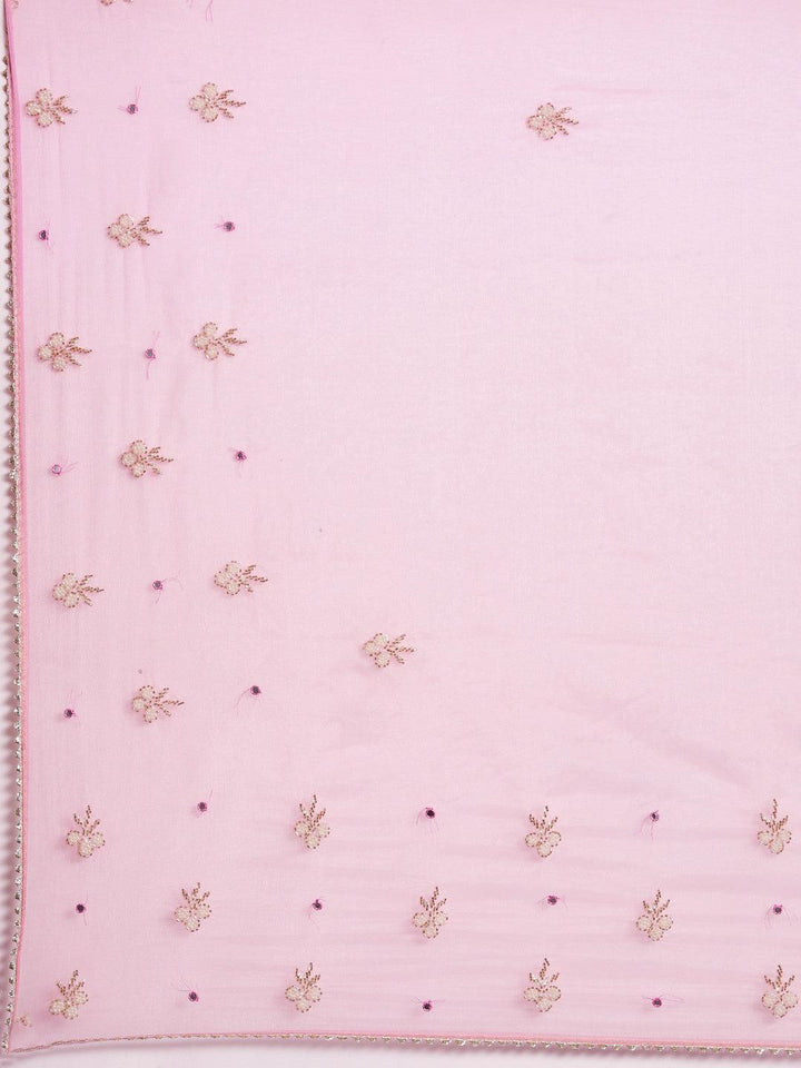 Pink and Off White Shaded Handcrafted Organza Saree - Geroo Jaipur