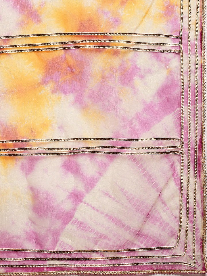 Pink & Orange Hand Dyed Shibori Organza Saree - Geroo Jaipur