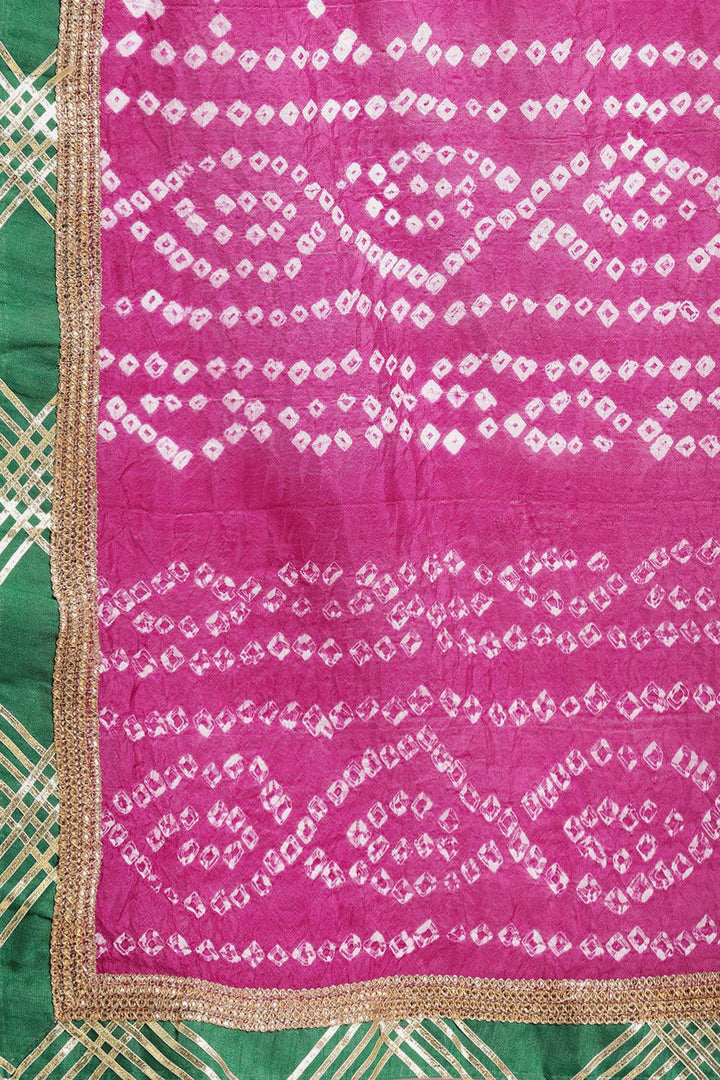 Pink Handcrafted Bandhani Art Silk Saree - Geroo Jaipur