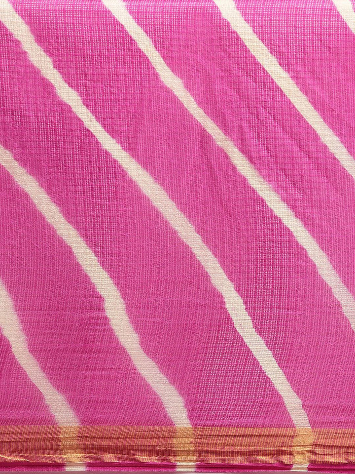 Pink Kota Silk Hand Dyed Leheriya Saree - Geroo Jaipur