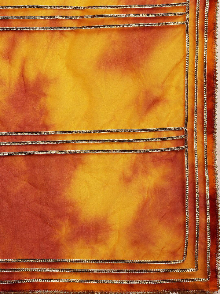 Yellow Red Shaded Hand Dyed Organza Shibori Saree - Geroo Jaipur